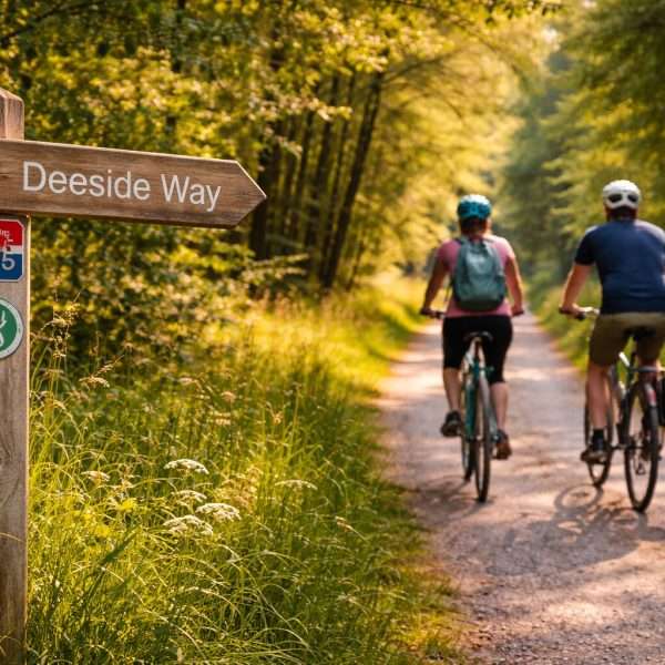 Cycling the Deeside Way near Banchory
